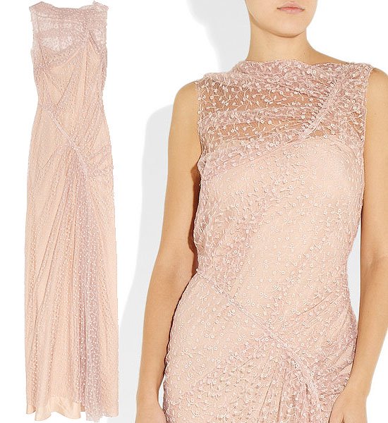 Nina Ricci draped floral lace gown Nina Ricci draped floral lace gown
