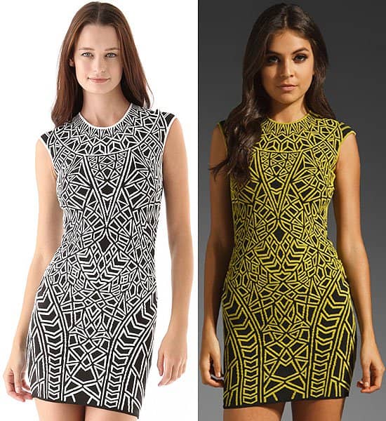 RVN geo textured knit mini dress Rvn Geo Textured Knit Mini Dress in Black/White and Apple Green/Black
