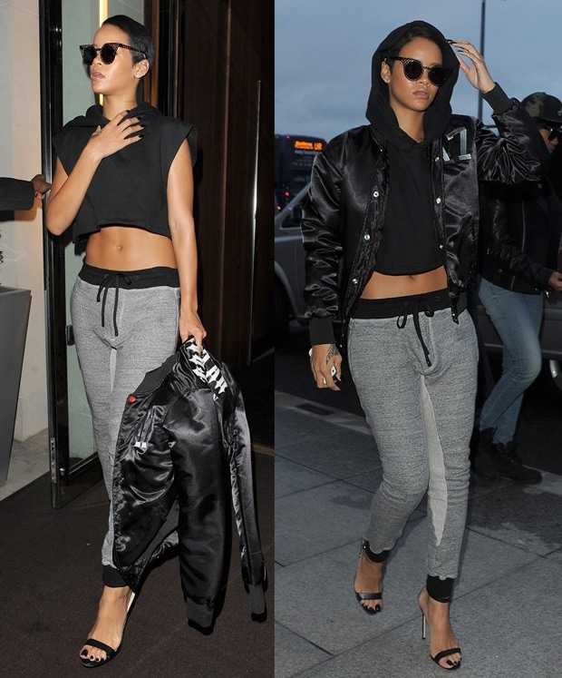 Rihanna rocking Manolo Blahnik Chaos ankle strap sandals