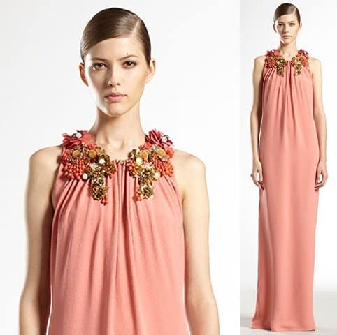 gucci hand embroidered floral silk gown2-3 Gucci Hand Embroidered Silk Gown