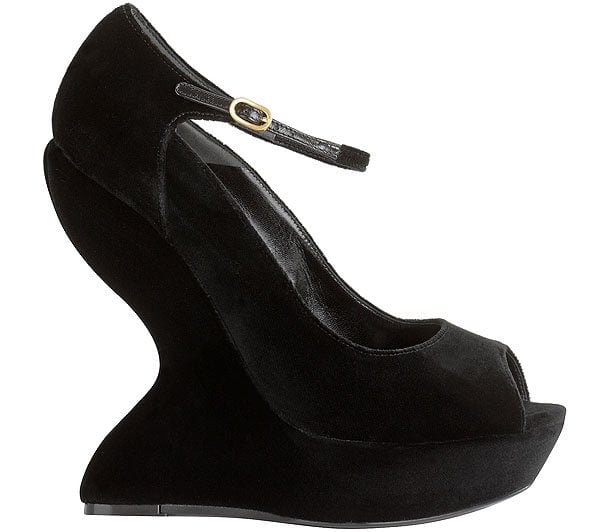 Alexander McQueen velvet wedge Alexander McQueen Velvet Wedges