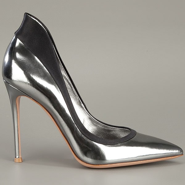 Gianvito Rossi metallic collared pointy toe pump Gianvito Rossi Metallic Collared Pointy-Toe Pumps
