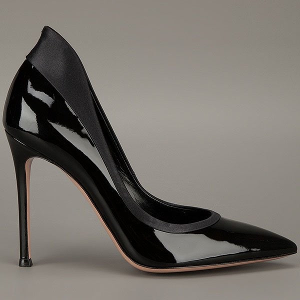 Gianvito Rossi collared patent pointy toe pump Gianvito Rossi Collared Patent Pointy-Toe Pumps