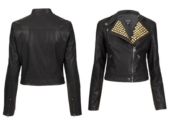 Gold Studded Clean Biker Jacket by Topshop Gold-Studded Clean Biker Jacket