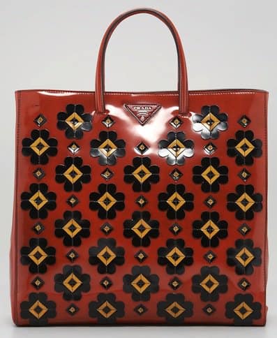 NMV18ME_mz Prada Floral Applique Spazzolato Tote Bag in Orange Smoke