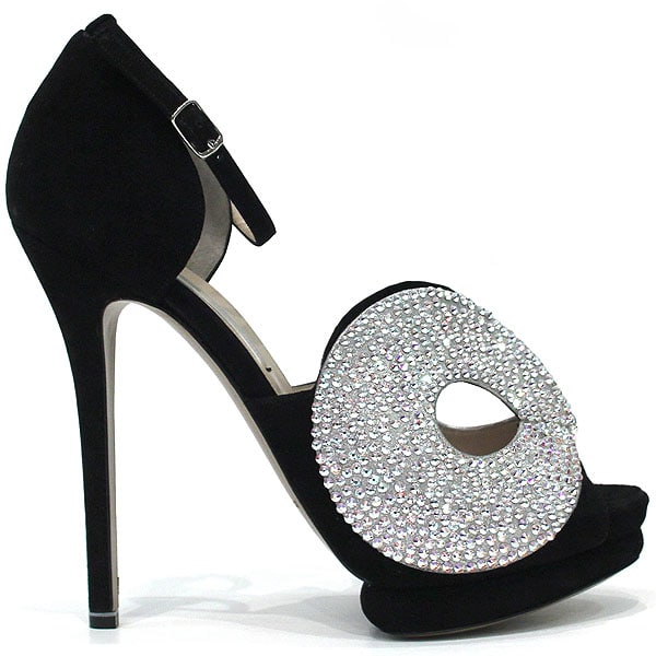 Nicholas Kirkwood for Victoria's Secret Silver Screen Crystal-Embellished Black Sandals