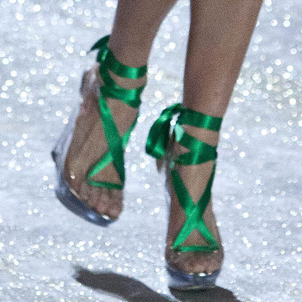 Nicholas Kirkwood shoes 2012 Victoria's Secret Fashion Show American model Hilary Rhoda wears green heels