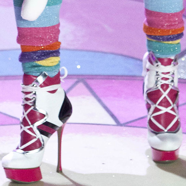 Nicholas Kirkwood shoes 2012 Victoria's Secret Fashion Show Latvian model Ieva Lagūna wearing towering heels by Nicholas Kirkwood