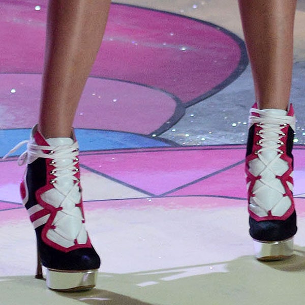 Nicholas Kirkwood shoes 2012 Victoria's Secret Fashion Show Swedish model Elsa Hosk flaunts her legs in heels by Nicholas Kirkwood