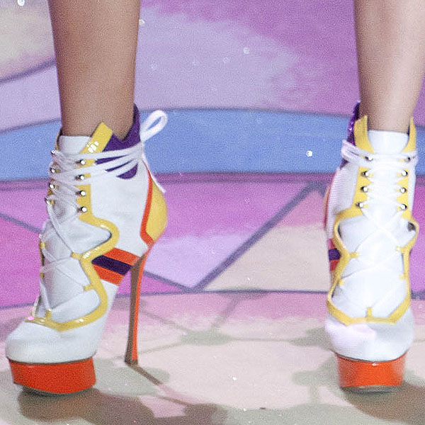 Nicholas Kirkwood shoes 2012 Victoria's Secret Fashion Show Maud Welzen wears towering stiletto boots