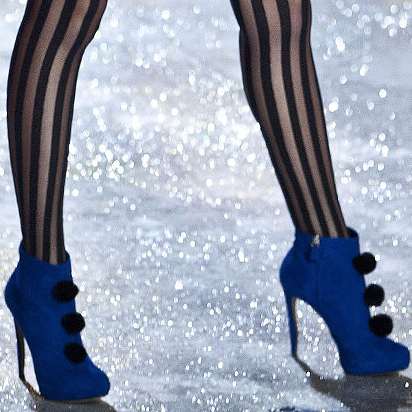 Nicholas Kirkwood shoes 2012 Victoria's Secret Fashion Show Model Toni Garrn wears blue ankle boots by Nicholas Kirkwood