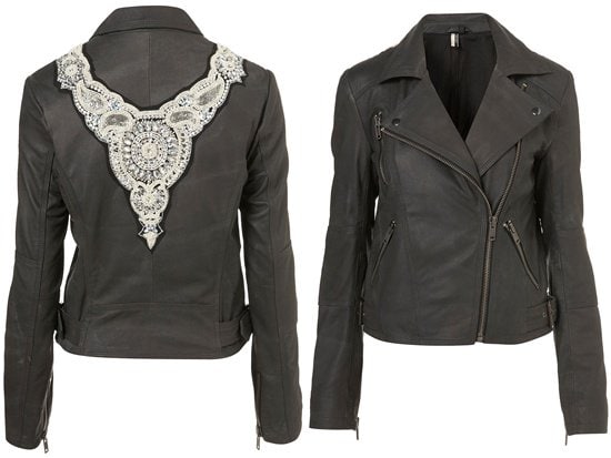 Pearl Baroque Biker Jacket by Topshop Pearl Baroque Biker Jacket