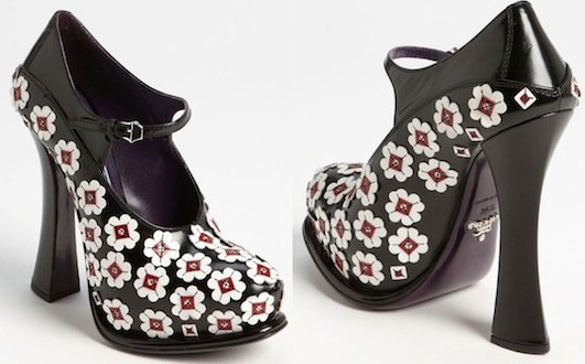 prada-flower-high-vamp-pump Prada Flower High-Vamp Pumps in Black/Red/White
