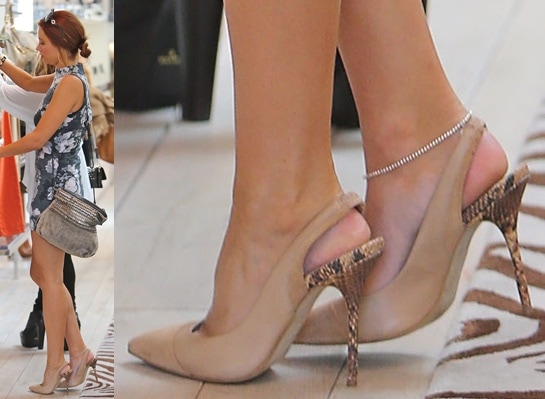 Una HEaly The Saturdays Shopping in LA Nov 2 Una Healy in neutral slingback pointy pumps