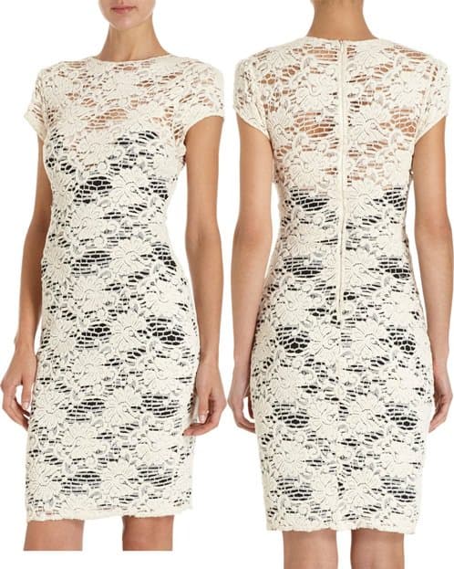 l'agence lace cap sleeve dress L’Agence Lace Cap-Sleeve Dress, originally retailing at $595