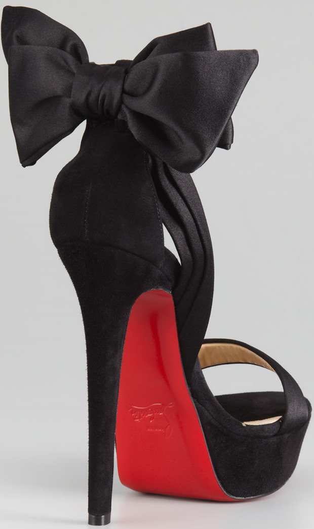 Christian Louboutin Vampanodo Bow Red-Sole Sandals in Black