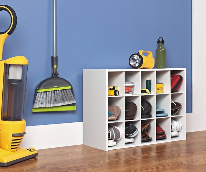 The ClosetMaid 15-cube laminate organizer brings grid-style precision to shoe storage, neatly separating each pair into its own compartment while doubling as a versatile unit for entryways, closets, or multipurpose spaces