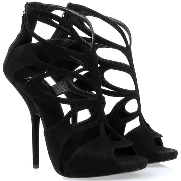 Giuseppe Zanotti suede cage sandals Giuseppe Zanotti Suede Cage Sandals in Black