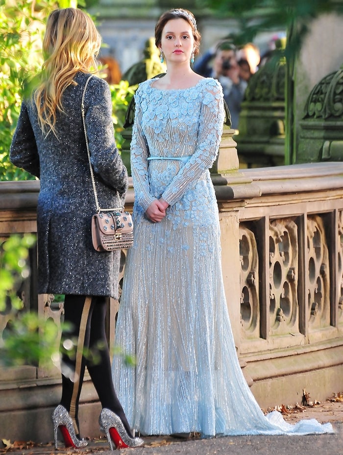 Blair Cornelia Bass (née Waldorf), portrayed by Leighton Meester, and Serena Celia van der Woodsen, portrayed by Blake Lively, in the season finale of Gossip Girl