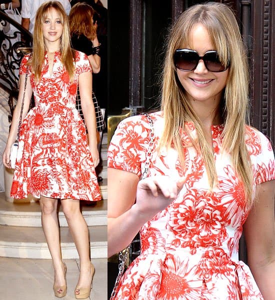 Jennifer Lawrence Christian Dior Fall 2012 Couture show Marking her debut as Dior's muse, Jennifer Lawrence at the Christian Dior Fall 2012 Couture show, Paris Fashion Week, Paris, July 2, 2012