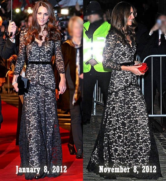 Kate Middleton black lace gown Temperley London's Lace Gown at Premier Events - From the 'War Horse' premiere to St. Andrews’ Anniversary, a garment embodying grace and history
