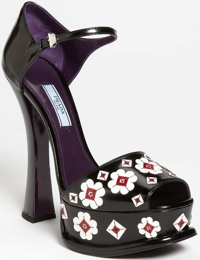 Prada Flower Appliqué Sandals