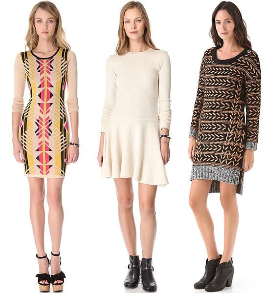 Alice by Temperley 'Santos' fitted knit dress / Daftbird long sleeve dress / Rag Bone 'Lisbeth' embroidered sweater dress