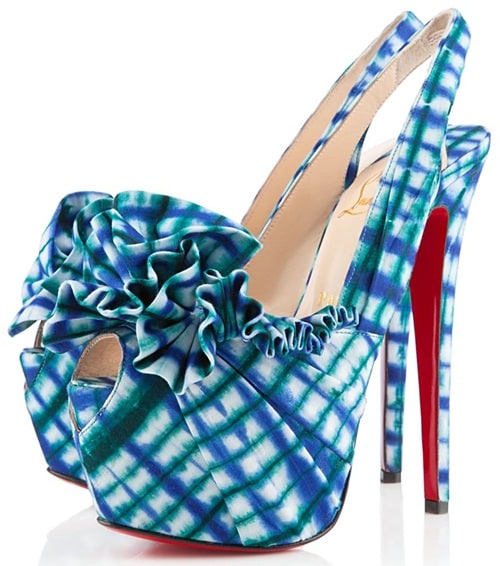 Christian Louboutin 'High BouBou' Ruffled Slingbacks