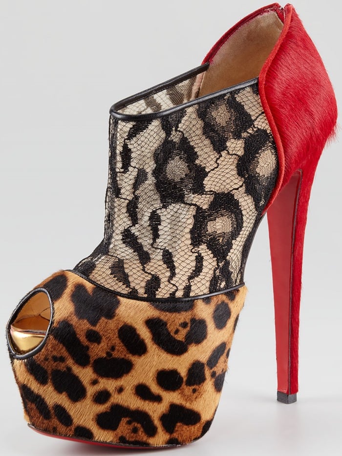 Christian Louboutin 'Aeronotoc' Booties in Calf Hair Lace Red Sole Bootie