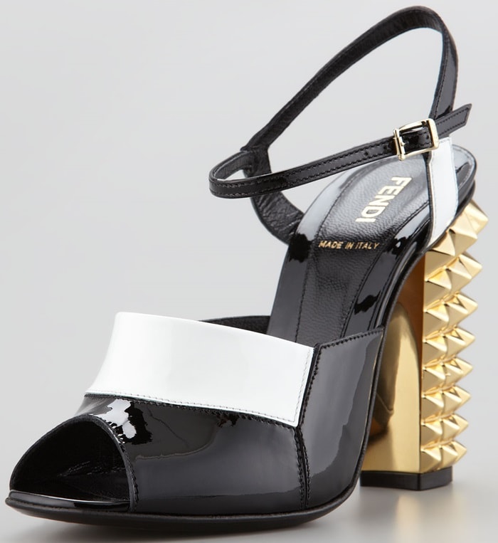 Fendi Patent Pyramid Stud High-Heel Sandals
