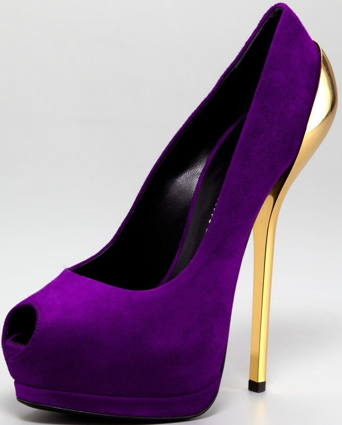Purple/Gold Giuseppe Zanotti Metal-Heel Suede Pumps