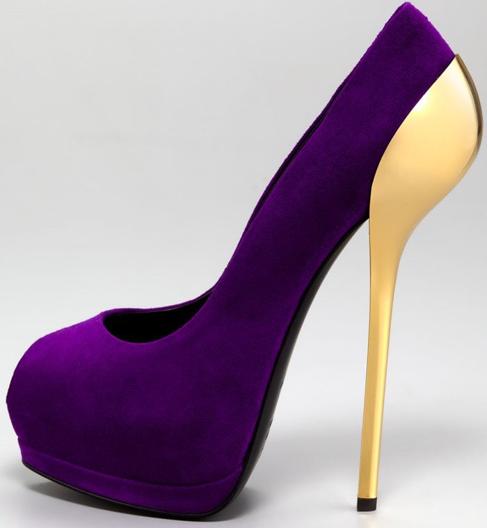 Purple/Gold Giuseppe Zanotti Metal-Heel Suede Pumps