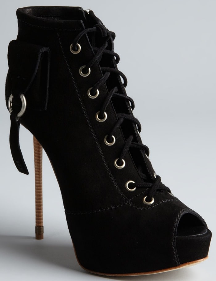 Giuseppe Zanotti Lace-Up Peep-Toe Booties
