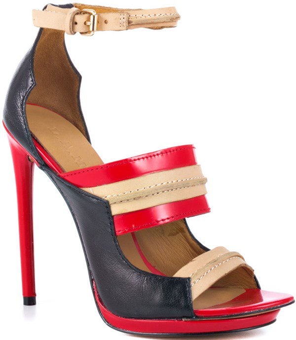 Black and Red L.A.M.B. Jane Ankle-Strap Sandals