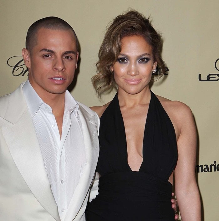 Jennifer Lopez with Casper Smart, showcasing their elegance at the Golden Globes after-party