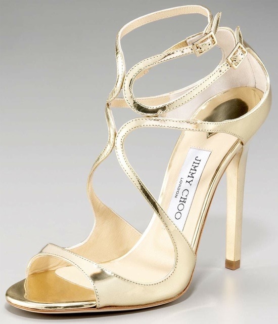 Jimmy Choo 'Lance' Gleaming Mirrored Leather Sandals