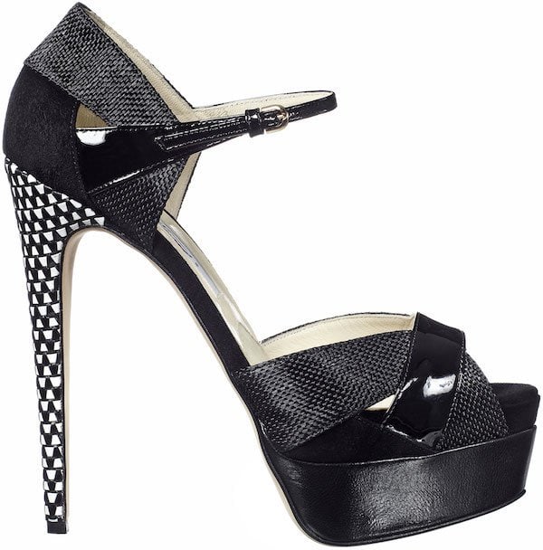 Brian Atwood "Aida" Sandals in Black Raffia