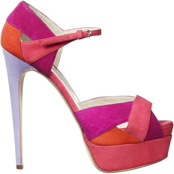 Brian Atwood "Aida" Sandals in Multicolor Suede