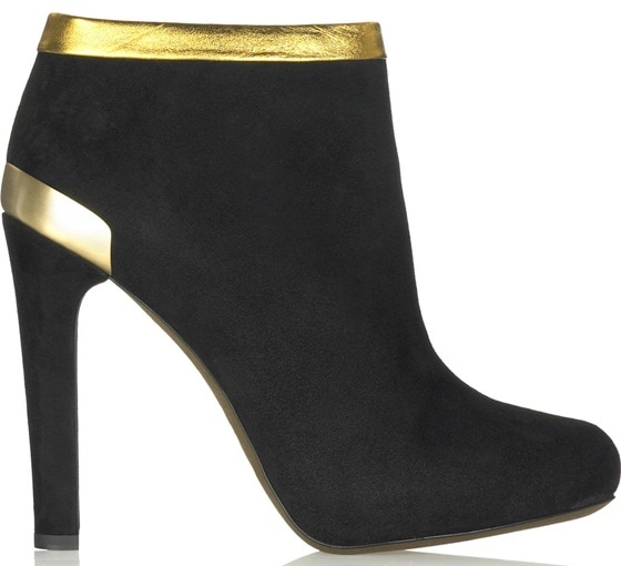 Fendi suede ankle boots with gold trim
