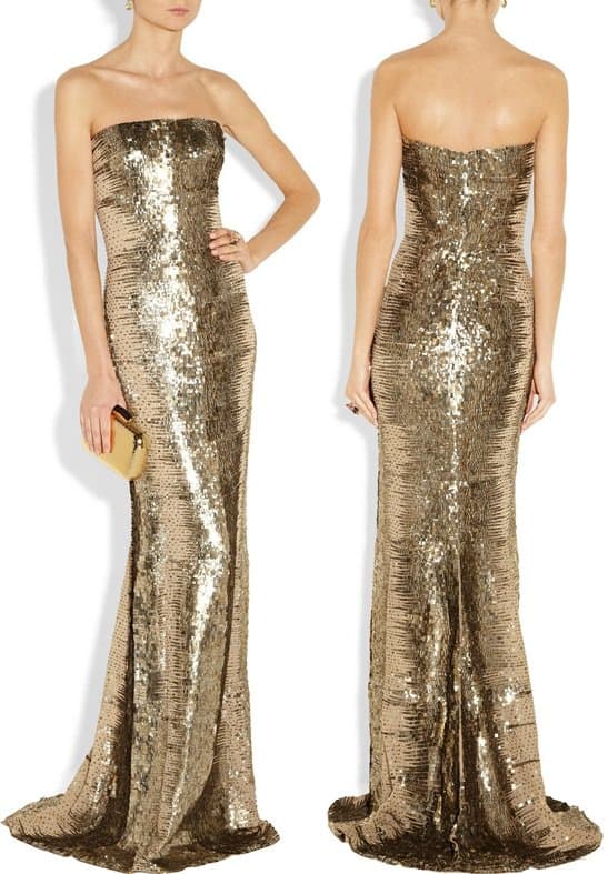 Kaufman Franco Sequin Chiffon Gown