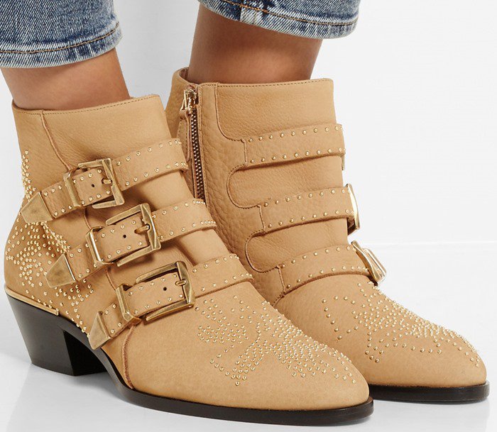 Chloé Susanna studded textured-leather ankle boots