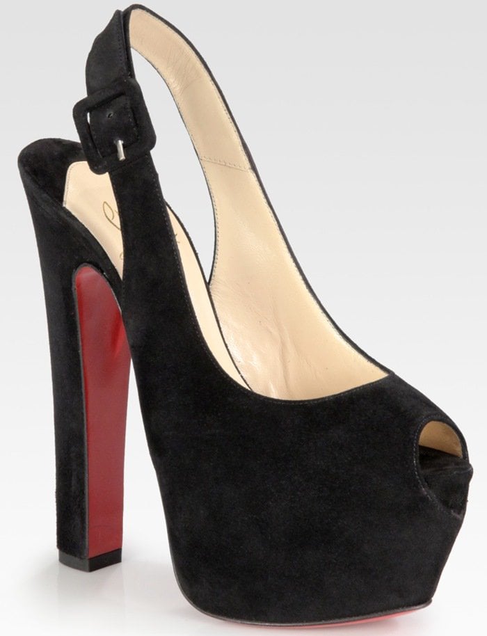 Christian Louboutin Tartarina Suede Slingback Platform Pumps