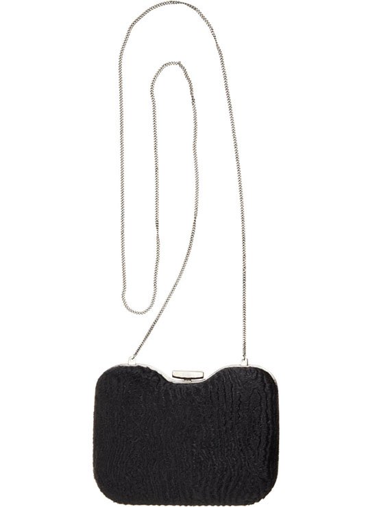 Fendi Giano Metallic Clutch in Plexiglass and Astrakhan Fur