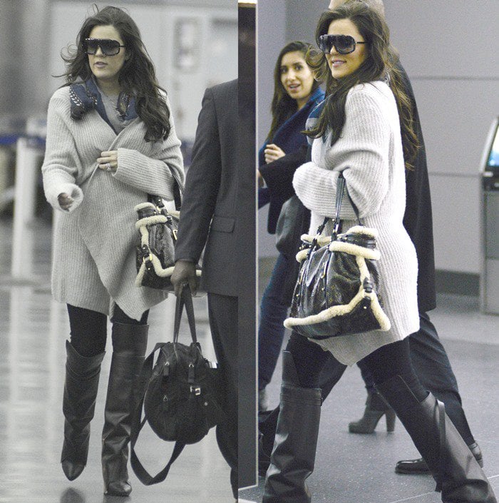 Khloé Kardashian Odom wearing Givenchy wedge leather boots