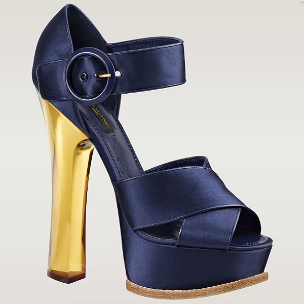 Louis Vuitton 'Florida' Plexiglas Heel Satin Platform Sandals