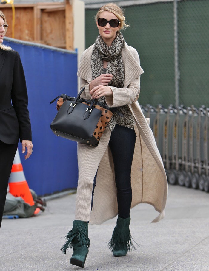 Rosie Huntington-Whiteley wearing fringed boots from Isabel Marant