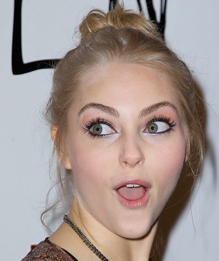 AnnaSophia Robb wears her blonde hair up at the HM "Denim Days" Launch held in association with Seventeen Magazine