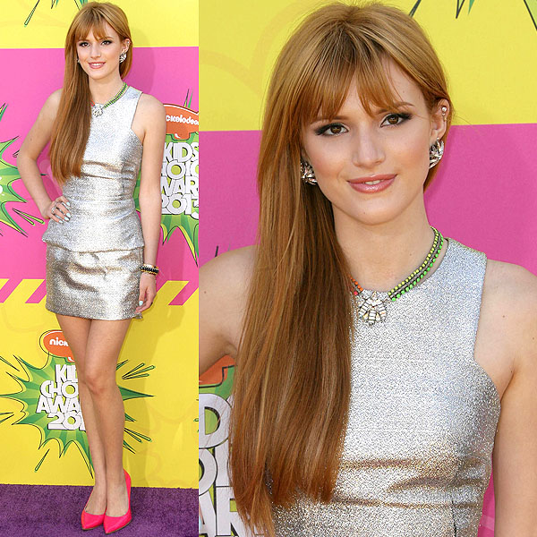 Bella Thorne in a Bec Bridge top and skirt, Alice + Olivia shoes, and Dannijo jewelry at the 2013 Kids’ Choice Awards