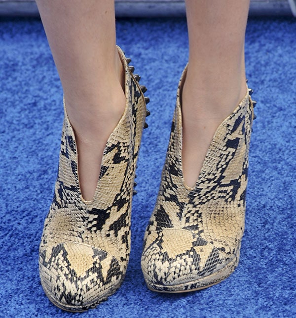 Bella Thorne's BCBGMAXAZRIA snake-print booties