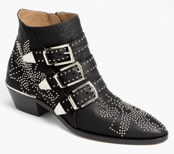 Black Chloé 'Suzanne' Stud Buckle Booties